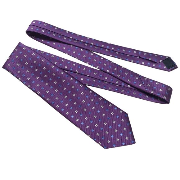 Brooks Brothers Tie Men's Necktie Silk Floral Purple White Stain Resistant - Picture 5 of 6